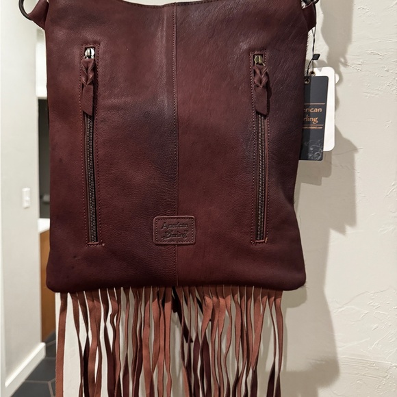 American Darling Brown and Black Crossbody with Fringe - Picture 5 of 6